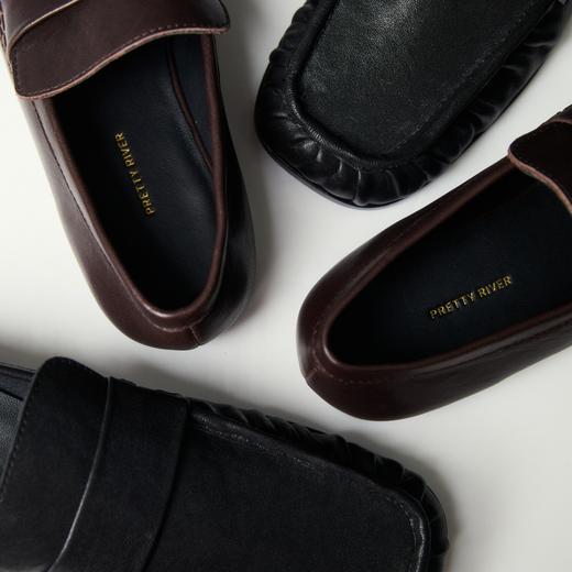 PRETTY RIVER植鞣革方头褶皱乐福 商品图4