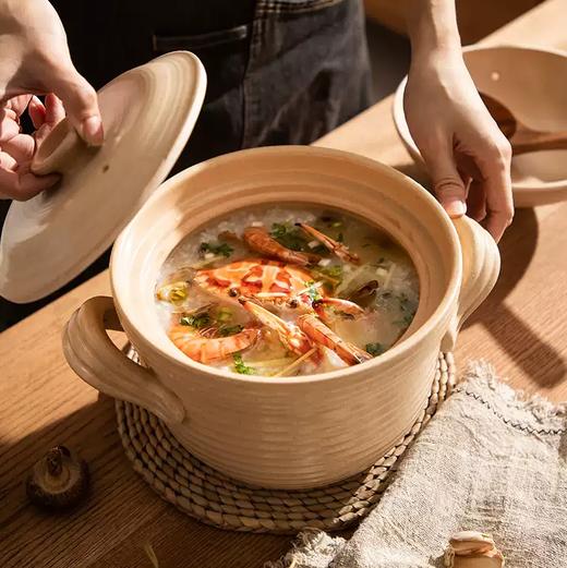 素陶草木灰砂锅3升| 双盖设计，加厚锅底、耐高温、不爆裂 商品图0