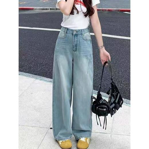 太太太显腿长了吧！梨形身材窄版直筒牛仔裤女秋季新款高腰宽松显瘦阔腿长裤 商品图8