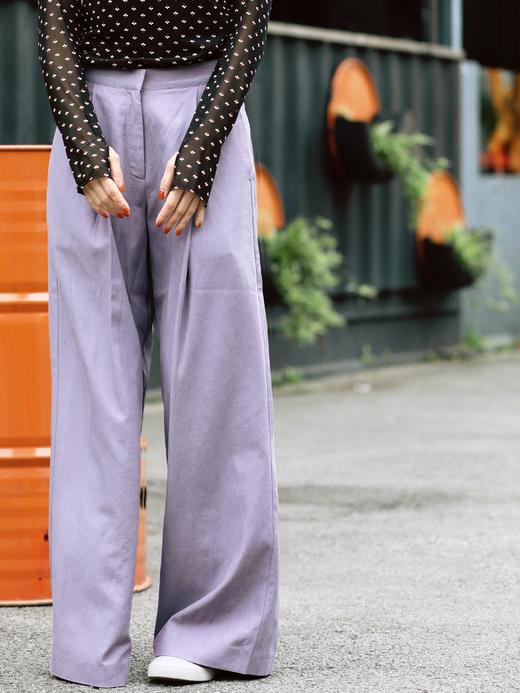 TYNVIE 前褶裥阔腿裤 - 薰衣草紫 商品图6