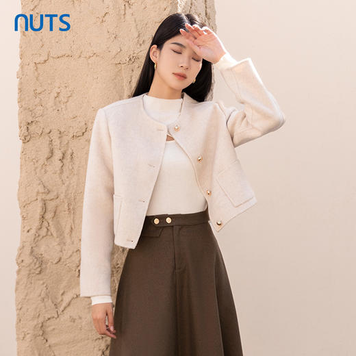 NUTS商场同款冬季时尚气质小香风直筒手工呢料短外套女4421501A1 商品图3