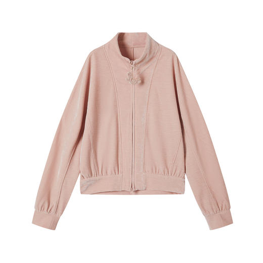 谜底立领卫衣开衫长袖2025年冬季新品裸粉色趣味拉链女254MV1672 商品图4