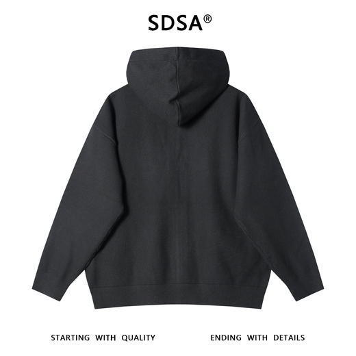 SDSA秋冬新款痞帅男装韩版简约拼接拉链抽绳连帽毛衣开衫外套百搭 商品图5