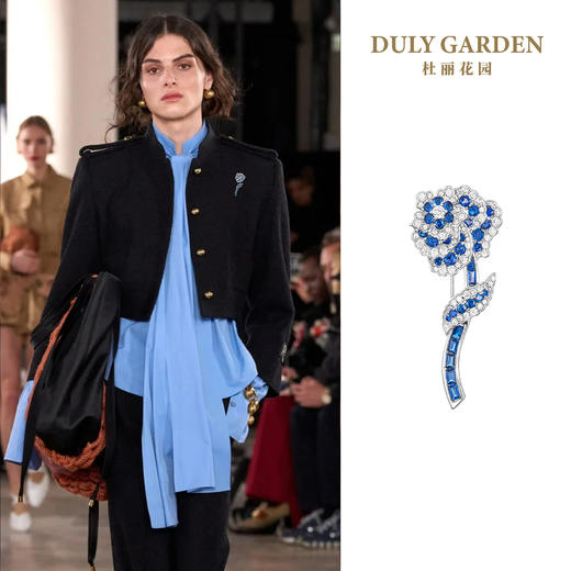 杜丽花园DULY GARDEN 法国高端设计胸针品牌蓝色玫瑰花朵礼品配饰 11326ZB 商品图0