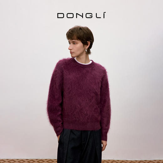 东黎 • 你本珍贵 松枥 山羊绒女士秋季拉毛圆领套衫 5386 商品图4