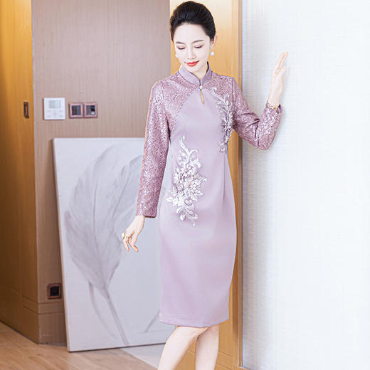 LC 2549新中式国风高贵旗袍礼服裙 商品图2