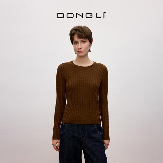 东黎 • 你本珍贵 小山羊绒女士秋季绞花套衫 5497 商品图7