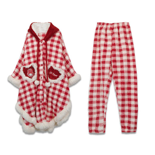 少女-红方格斗篷温暖季睡衣-纪念日百货门店同款167544801 商品图4