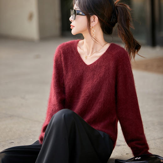 毛茸茸 暖呼呼 95%美丽诺羊毛+5%山羊绒 拉毛羊毛衫 圆领/V领/半高领/高领 商品图8