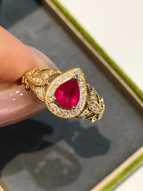 0.68ct刻面红宝石戒指