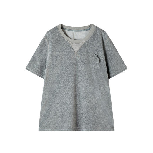 谜底V领T恤短袖2025年冬季新品立体绒花原创小马章仔女254MT1486 商品图4