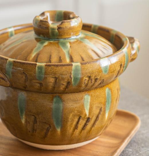 菜菜定制三彩手拉砂锅3升| 断货多月、少量补货，内壁厚实保温极好，沸而不溢 商品图3