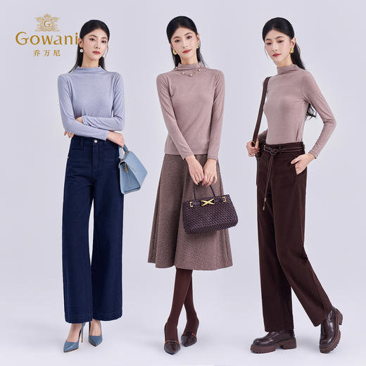 乔万尼2025山羊绒半高领轻奢百搭保暖长袖修身裸感针织女上衣打底衫EZ4C190 商品图4