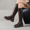 阿么手工女鞋英伦风厚底骑士靴小个子百搭软底秋冬复古长靴女5CM 商品缩略图4