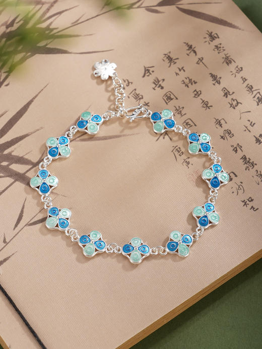 子佩集【四叶安好】S990银手链【MXSL011】四叶草花丝珐琅彩2510 商品图4
