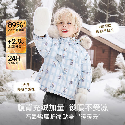 【宝宝服饰】嫚熙童装儿童羽绒服宝宝加绒加厚95鹅绒男女童外出防风保暖外套冬 商品图3