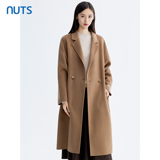 NUTS商场同款秋冬款高级感气质长款双面毛呢大衣外套女4411507A1 商品图0