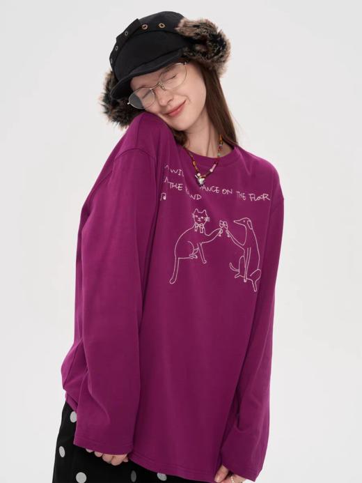 local tag/lt25awk29b/宽松小猫小狗刺绣上衣 商品图0