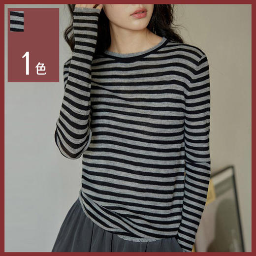 馥迦复古经典条纹修身针织衫 商品图0