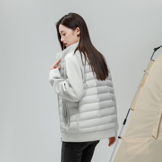 半身缘男女装 冬季插肩袖针织拼接轻薄情侣款立领羽绒服2529 商品图5