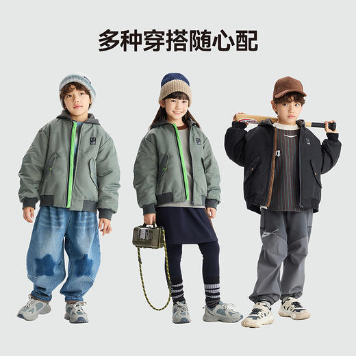 漫画家【飞行夹克】儿童外套25秋冬男女童耐磨潮酷假两件飞行夹克 商品图3