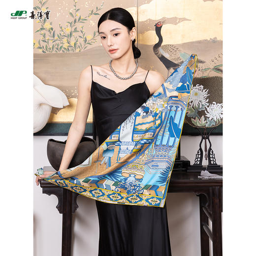 放心消费月 喜得宝文创丝巾《最杭州·风雅宋·数码斜纹方巾》杭州丝绸100%桑蚕丝斜纹绸 商品图2