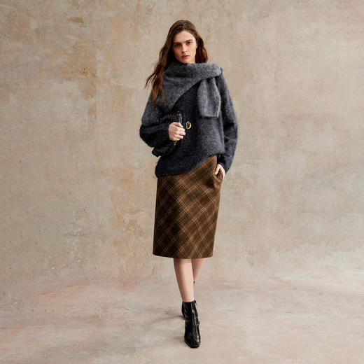 秋冬轻奢花纱拉绒圆领进口绵羊毛毛衣MY2504033 商品图2