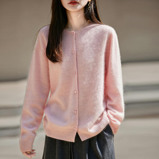 馥迦慵懒软糯拉绒拉毛无缝羊毛开衫 商品图5