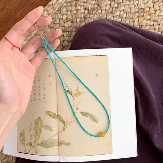【琅玕·原矿绿松石蜜蜡项链手串】敦煌小众轻奢新中式复古民族风显白 绿松石蜜蜡项链手串女 手工串珠小众配饰 商品图4