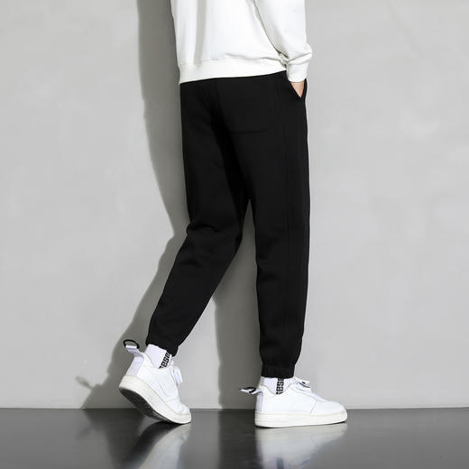 罗蒙加绒休闲裤男士针织四面弹卫裤抗皱耐磨松紧腰设计撞色抽绳时尚百搭长裤子 商品图5