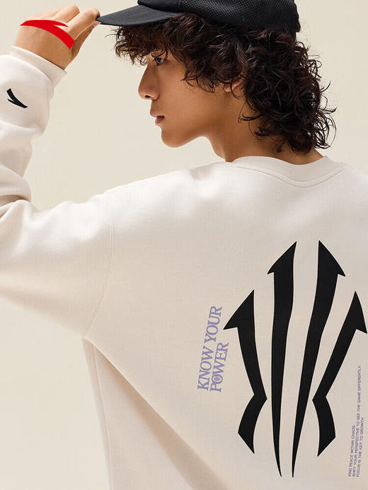 安踏（ANTA）凯里·欧文系列丨卫衣男女圆领背面字母印花落肩套头衫172531712 泥沙灰-1 商品图3