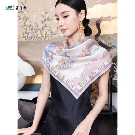 喜得宝文创丝巾《最杭州·十境流光·数码双面斜纹方巾》杭州丝绸100%桑蚕丝斜纹绸 商品图3