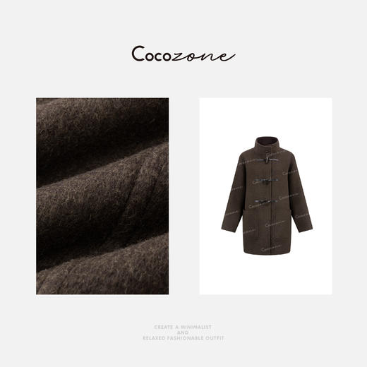 COCO ZONE 刘一一“哈里斯”绵羊毛混纺牛角扣毛呢外套 CD2A1760 商品图2