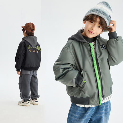 漫画家【飞行夹克】儿童外套25秋冬男女童耐磨潮酷假两件飞行夹克 商品图1