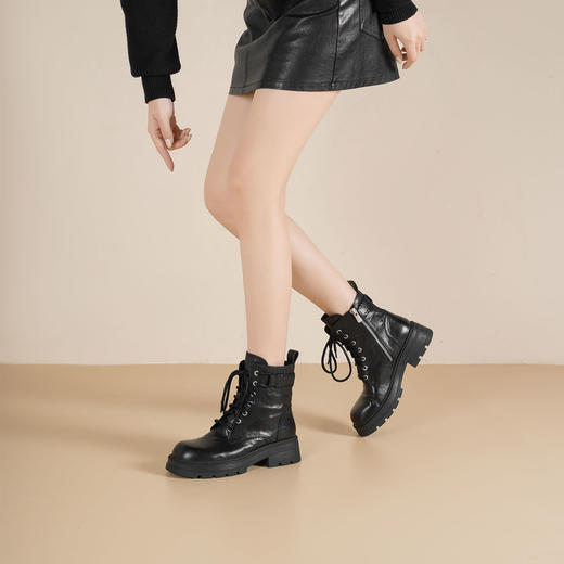 Westory2025年冬季厚底牛皮马丁靴甜酷休闲百搭短靴S25DS86251 商品图3