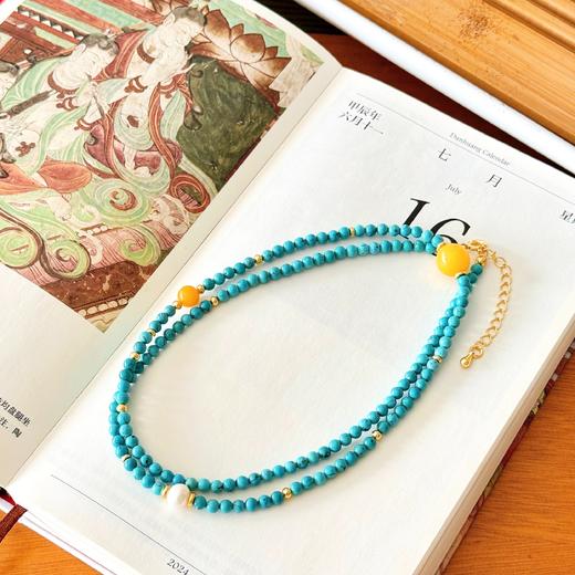 【琅玕·原矿绿松石蜜蜡项链手串】敦煌小众轻奢新中式复古民族风显白 绿松石蜜蜡项链手串女 手工串珠小众配饰 商品图8