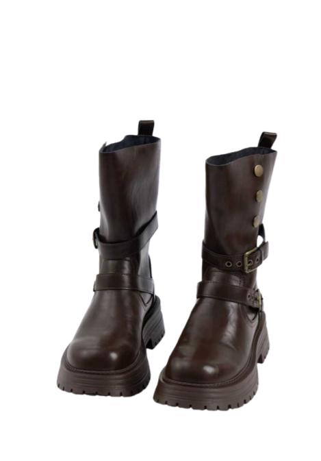 一周发货【2穿 棕色中筒靴】3-4cm跟高，34-43码！正码正拍！有薄绒和不加绒两款选择，鞋面皮面pu皮，鞋底pvc发泡材质，整体轻盈 商品图12