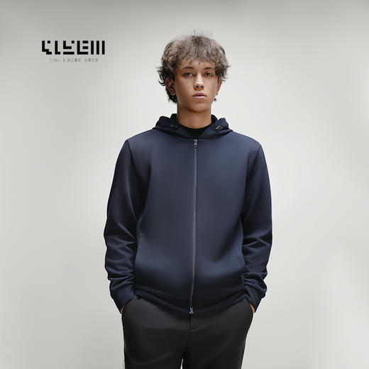 4158m 经纬织境轻奢肌理开衫连帽卫衣 商品图0