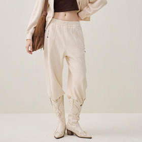 谜底束脚裤九分裤2025年冬季新品柔软亲肤运动休闲裤女254MK1677