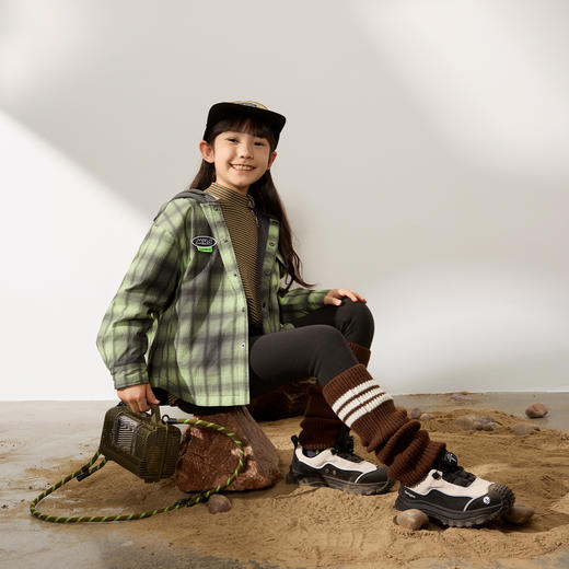 漫画家【格子假两件】儿童外套冬新品男女假两件防水耐磨衬衫外套 商品图1