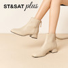 【绒里可选】星期六简约素面百搭粗跟短靴SSD4116177/SSD4118177 商品缩略图2
