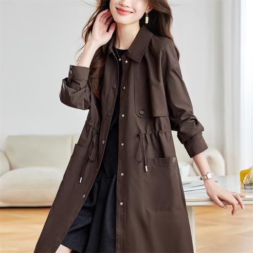 馥迦都市通勤机能松弛感中长款风衣外套 商品图1