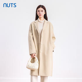 NUTS商场同款秋冬高级感气质百搭长款双面毛呢大衣外套女4421508A1