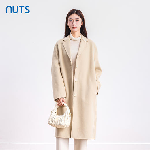 NUTS商场同款秋冬高级感气质百搭长款双面毛呢大衣外套女4421508A1 商品图0