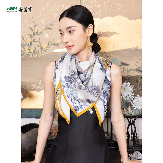 喜得宝文创丝巾《臻璨·双面喷斜纹大方巾》杭州丝绸100%桑蚕丝素绉缎 商品图4