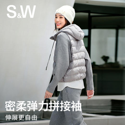 【sw速惟】拉链女拼接正肩袖连帽薄款女装女士百搭宽松羽绒服防泼水1320 商品图5