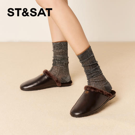 【微醺系列】星期六极简风轻奢毛绒穆勒拖SSD4114155 商品图0
