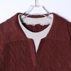 SDSA秋冬新款痞帅男装韩版纽花拼接圆领翻领假两件毛衣简约休闲 商品缩略图1