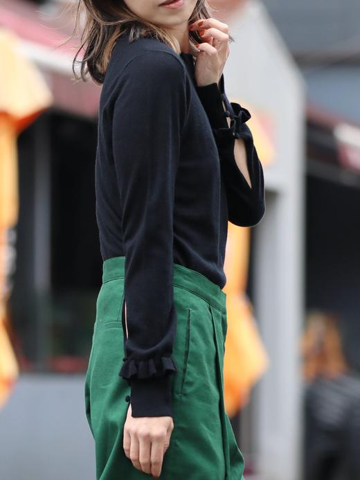 TYNVIE 荷叶边饰边袖口针织毛衣 - 黑色 商品图5