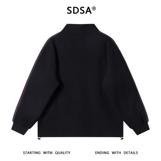 52092SDSA秋冬新款痞帅男装潮牌撞色肌理感立领卫衣下摆松紧设计百搭 商品图5